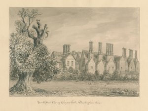 Buckinghamshire - Chenies Hall: sepiateckning, 1824 av John Buckler