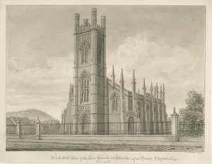 Burton-upon-Trent - Holy Trinity Church: sepiateckning, 1839 av John Buckler