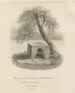 Burton-upon-Trent - Stenkista på Old Churchyard: sepiateckning av John Buckler