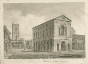 Burton-upon-Trent - Rådhuset: sepiateckning av John Buckler
