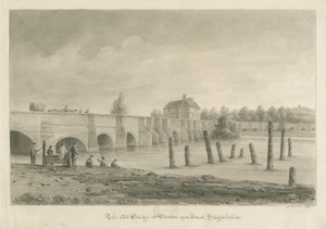 Burton-upon-Trent Bridge and Town: sepiateckning, 1839