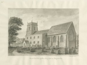 Bushbury Church: sepiateckning, 1845 av John Buckler