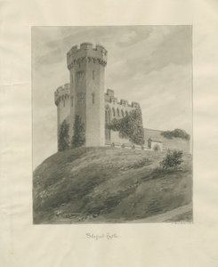 Castle Church - Stafford Castle: sepiateckning av John Buckler