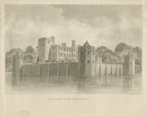 Caverswall Castle: sepiateckning av John Buckler