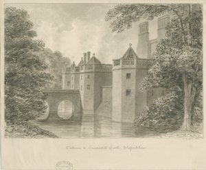Caverswall Castle: sepiateckning, 1840 av John Buckler