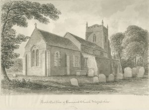 Caverswall kyrka: sepiateckning av John Buckler
