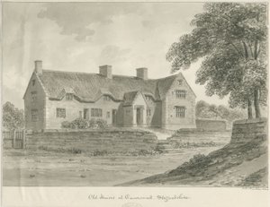 Caverswall Village - Gamla hus: sepiateckning, 1840 av John Buckler