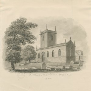 Chapel Chorlton Church: sepiateckning av John Buckler