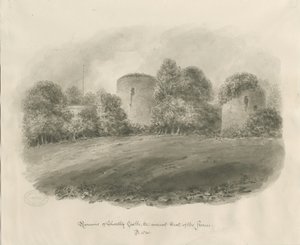 Chartley Castle: sepiateckning av John Buckler