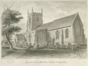 Cheddleton Church: sepiateckning av John Buckler