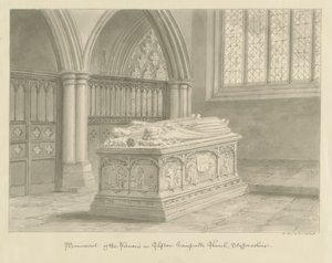 Clifton Campville Church - Vernon Monument: sepiateckning av John Buckler