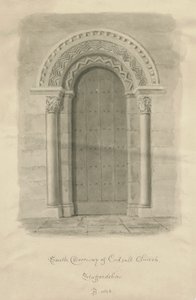 Codsall Church - South Doorway: sepiateckning av John Buckler