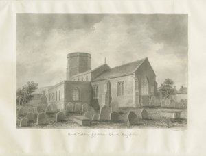 Dilhorne kyrka: sepiateckning av John Buckler