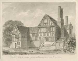 Dimsdale Old Hall: sepiateckning, 1841 av John Buckler
