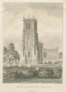 Eccleshall kyrka: sepiateckning av John Buckler