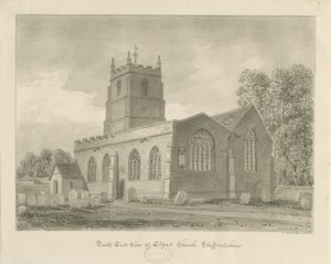 Elford Church: sepiateckning, 1838 av John Buckler