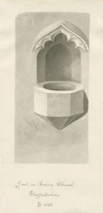 Typsnitt i Ashley Church: sepiateckning, 1843 av John Buckler