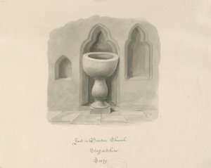 Typsnitt i Barton under Needwood Church: sepiateckning av John Buckler