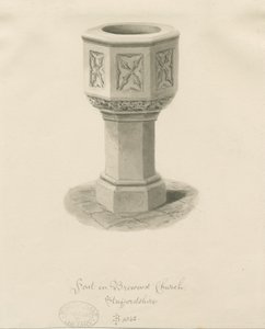 Typsnitt i Brewood Church: sepiateckning av John Buckler