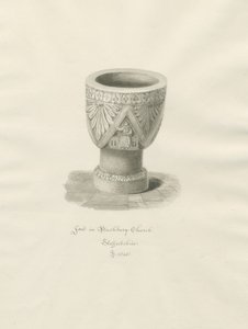 Typsnitt i Bushbury Church: sepiateckning av John Buckler
