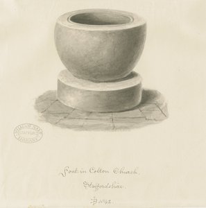 Typsnitt i Colton Church: sepiateckning, 1842 av John Buckler
