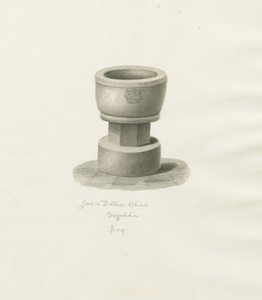 Typsnitt i Dilhorne Church: sepiateckning, 1847 av John Buckler