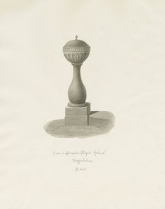 Typsnitt i Drayton Bassett Church: sepiateckning, 1848 av John Buckler