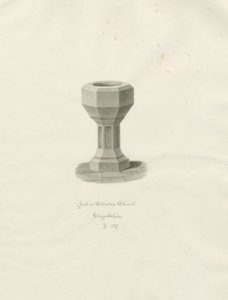 Typsnitt i Ellastone Church: sepiateckning av John Buckler