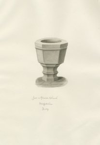 Typsnitt i Grindon Church: sepiateckning av John Buckler