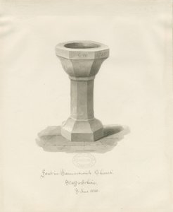 Typsnitt i Hammerwich Church: sepiateckning, juni 1843 (ritning) av John Buckler