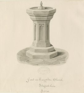 Typsnitt i Haughton Church: sepiateckning av John Buckler