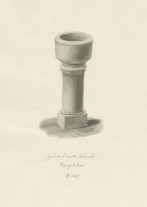 Typsnitt i Onecote Church: sepiateckning, 1847 av John Buckler