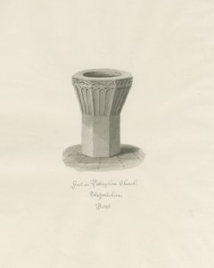 Typsnitt i Pattingham Church: sepiatvättteckning, 1846 av John Buckler