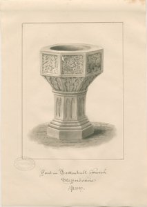 Typsnitt i Tettenhall Church: sepiateckning av John Buckler