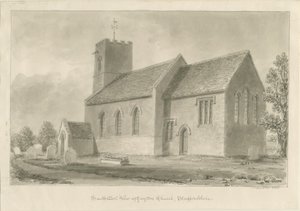 Gayton Church: sepiateckning, 1841 av John Buckler