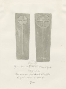 Gravstenar i Biddulph Churchyard: sepiateckning av John Buckler