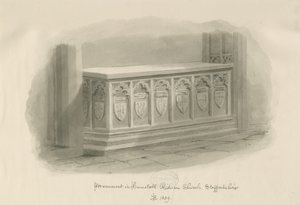 Hamstall Ridware Church - Monument: sepiatvättteckning, 1839