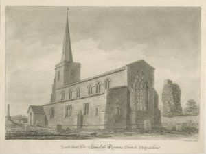 Hamstall Ridware Church: sepiateckning av John Buckler