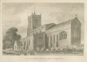 Hanbury Church: sepiatvättteckning av John Buckler