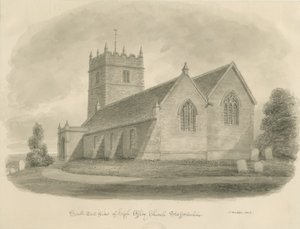 High Offley Church: sepiateckning av John Buckler