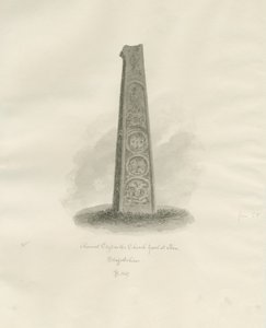 Ilam-kyrkan - antikt kors: sepiateckning, 1847 av John Buckler