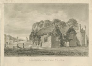 Ilams kyrka: sepiateckning, 1839 av John Buckler