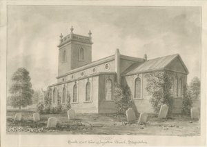 Ingestre kyrka: sepiateckning av John Buckler