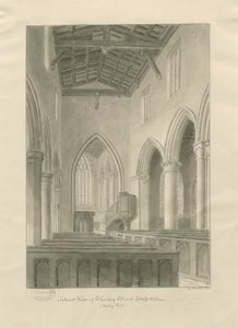Interiör av Checkley Church: sepiateckning av John Buckler