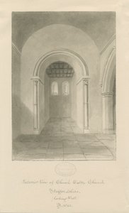 Interiör av kyrkan Eaton Church: sepiateckning av John Buckler