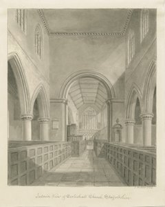 Interiör av Eccleshall Church: sepiateckning, 1842 av John Buckler