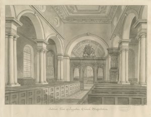 Interiör av Ingestre kyrka: sepiateckning av John Buckler