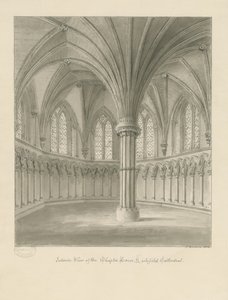 Interiör av Lichfield Cathedral - Chapter House: sepiateckning av John Buckler