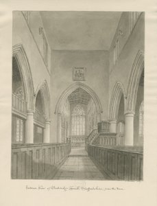 Interiör av Penkridge Church: sepiateckning av John Buckler