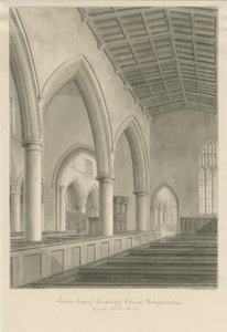 Interiör av Penkridge Church: sepiateckning av John Buckler